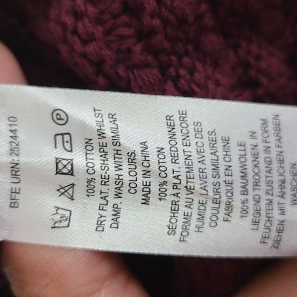 NWT French Connection Mozart Popcorn Cotton Sweater In‎ Burgundy Oversized XS - Picture 5 of 6
